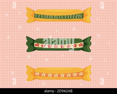 Isolated vector hand-drawn Christmas candy set. Colorful vector Stock Vector