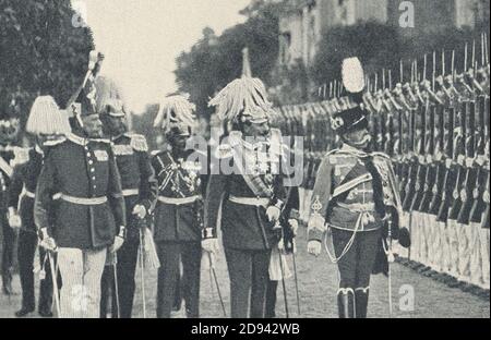 Kaiser Wilhelm II und König Umberto I von Italien in Potsdam. Stock Photo