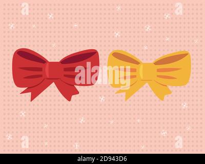 Set of vintage christmas bows. Colorful isolated icons. Stock Vector