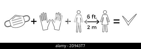 COVID-19 advices prevention symbols and icons. Protect yourself and others from Coronavirus Covid. Vector illustration. Stock Vector