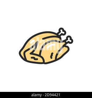 Chicken meat color line icon. Pictogram for web page, mobile app, promo. Stock Vector