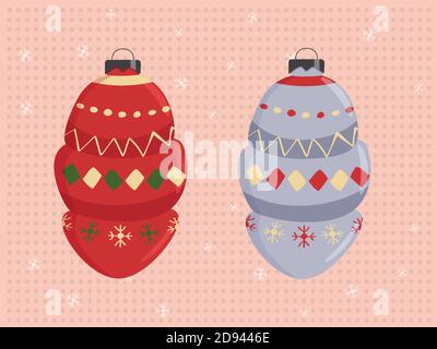 Set of vintage christmas balls. Colorful isolated icons. Stock Vector