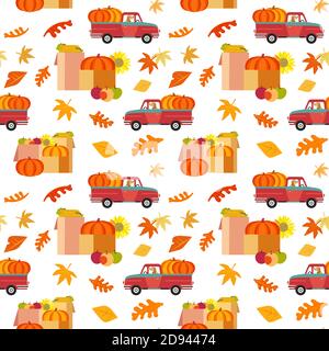 Thanksgiving Fall fest pumpkin seamless pattern Stock Vector