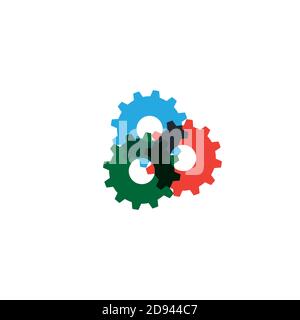colored gear wheels for team work symbolism. Stock vector illustration isolated Stock Vector