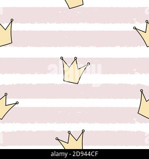 Cute Princess Crown Seamless Pattern Background Vector Illustration EPS10 Stock Vector