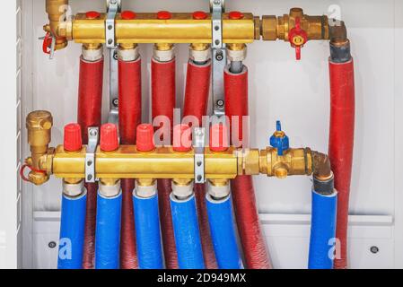 Radiant floor heating installation. Heating system. Stock Photo