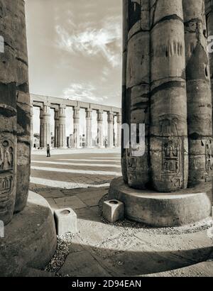 Columns of Sun Court of Amenhotep III at Luxor Temple Stock Photo