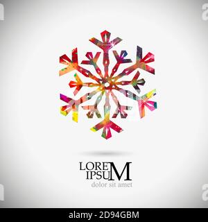 A multi-colored abstraction of a snowflake. Merry Christmas. Mixed media. Vector illustration Stock Vector