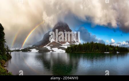 Beautiful panoramic View of the Iconic Canadian Rocky Mountain Landscape Stock Photo