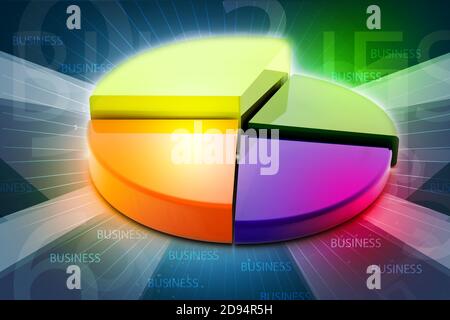 3d multi use pie chart graph in white background Stock Photo