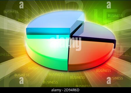 3d multi use pie chart graph in white background Stock Photo