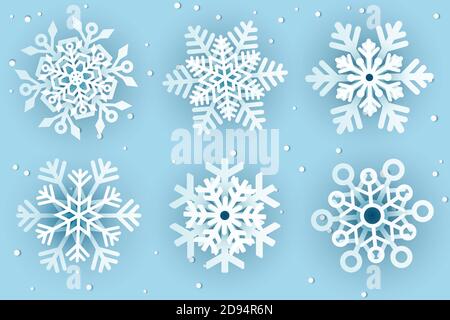 3d papercut decorative snowflakes Stock Vector