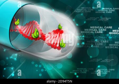 3d illustration of Dna inside the capsule Stock Photo