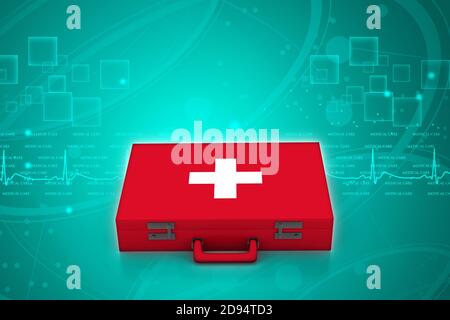 Digital illustration of First aid box in color background Stock Photo