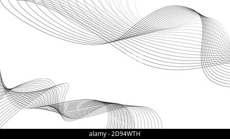 Abstract modern element black and white line waves background Stock Vector