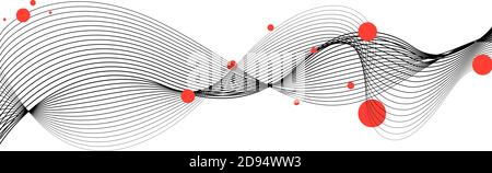 Abstract modern element black and white line waves background Stock Vector