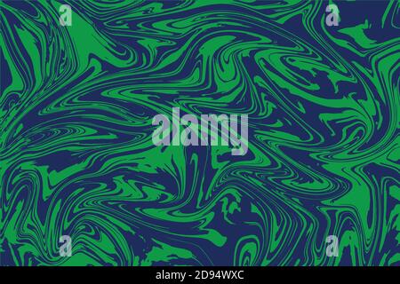 Green and Drark blueLiquid Marble texture and abstract Ink marbling background Stock Vector