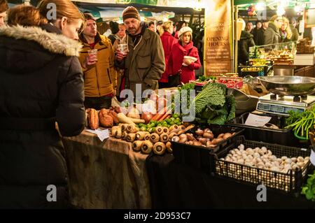 London, UK, December 15, 2012: Southbank Centre Food Market Stock Photo