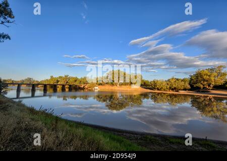 Scenic view of the Cooper River at Windorah, Queensland, QLD, Australia Stock Photo