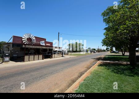 Windorah main street, a sleepy remote Outback town, Queensland, QLD, Australia Stock Photo