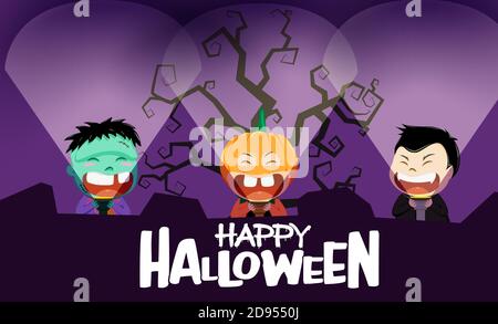 Funny cartoon vampire in halloween night spooky background Stock Vector  Image & Art - Alamy