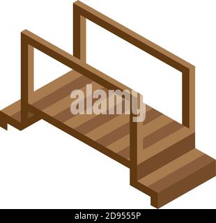 wooden bridge park Isometric style icon vector illustration design Stock Vector
