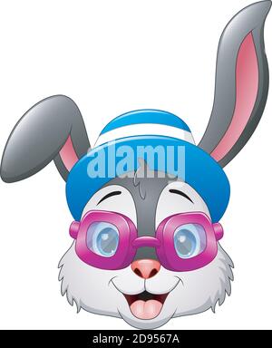 Vector illustration of Hipster rabbits in purple sunglasses with a hat Stock Vector