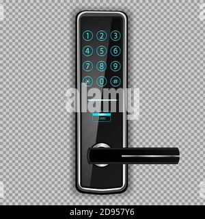 Modern electronic combination lock on a transparent background. Isolated vector object Stock Photo