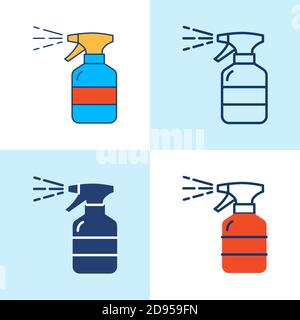 Hand sanitizer spray icon set in line style Stock Vector