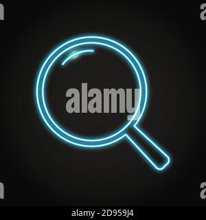 Magnifying glass icon in neon line style Stock Vector