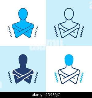 Chills symptom icon set in line style Stock Vector