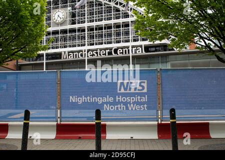 Nightingale Hospital North West for coronavirus patients at Manchester Central convention centre, Manchester, UK. Stock Photo