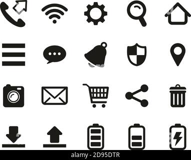 Mobile Phone Or Smartphone Icons Black & White Set Big Stock Vector