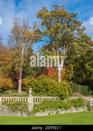 Garden Terrace and Railings, Balustrades, Englefield House Gardens, Englefield House, Englefield, Berkshire, England, UK, GB. Stock Photo