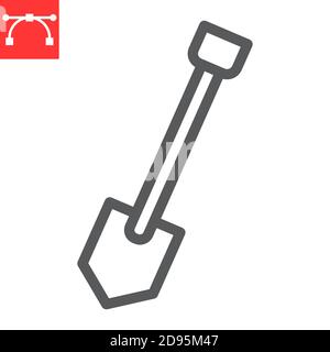 Shovel line icon, construction and agriculture, shovel sign vector graphics, editable stroke linear icon, eps 10. Stock Vector