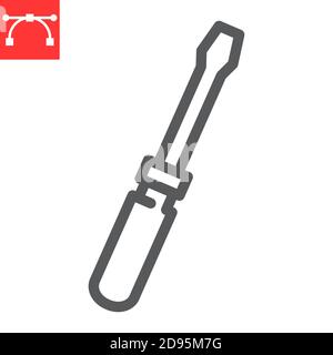 Screwdriver line icon, construction and tool, service sign vector graphics, editable stroke linear icon, eps 10. Stock Vector