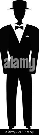 Groom in a hat black silhouette. Vector illustration on isolated background. Stock Vector