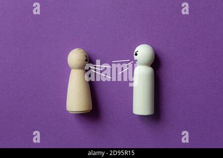 Conflict between people. The man and woman are yelling at each other. Concept. Stock Photo