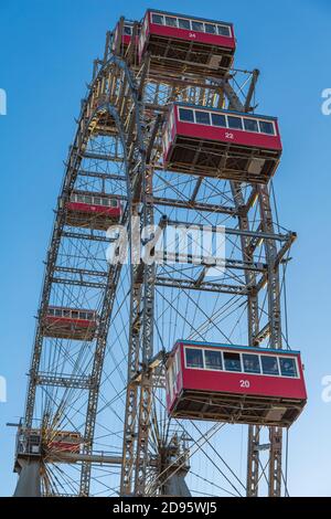View of Viennese Giant Ferris Wheel during winter, Prater, Vienna, Austria, Europe Stock Photo