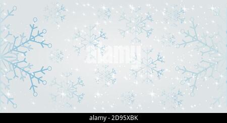 Christmas silver glitter snowflakes seamless pattern.Christmas background with copy space.For greeting greeting card, banner, New Year backdrop.Vector Stock Vector