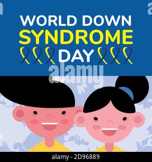 world down sindrome day campaign poster with kids vector illustration design Stock Vector