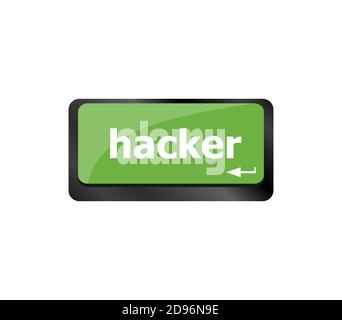 hacker word on keyboard, attack, internet terrorism concept Stock Photo