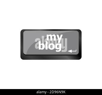 My blog button on the keyboard key close-up, laptop icon Stock Photo