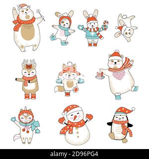 Vector set of animals characters in clothes Stock Vector