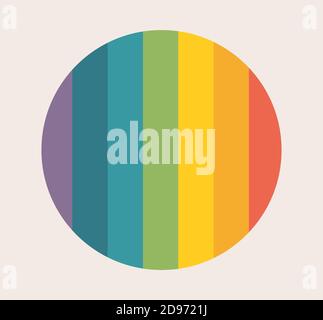 Rainbow circle icon, retro colors. Vector illustration. Stock Vector