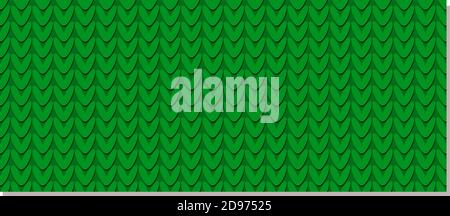 Knitted seamless pattern. Knitting fabric. Front loop. Background for the design of holiday cards, textiles and presentations. Woolen green background Stock Vector