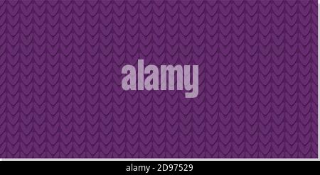 Knitted seamless pattern. Knitting fabric. Front loop. Background for the design of holiday cards, textiles and presentations. Woolen purple Stock Vector