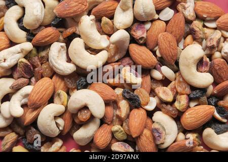 close up of many mixed nuts  Stock Photo