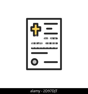 Death certificate color line icon. Isolated vector element. Stock Vector