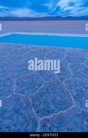 Landscape at sunset in Salinas Grandes in the province of Jujuy, Argentina, South America, America Stock Photo